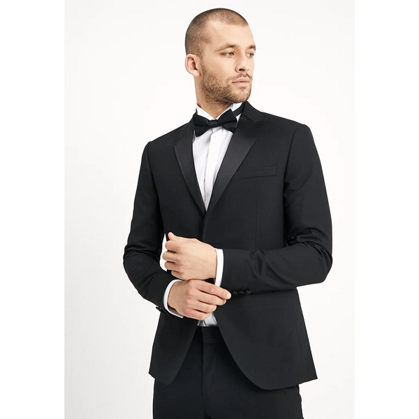 Tiavllya Fashion 2 Pieces Mens Black Suit Peak Lapel For Wedding (Blazer+Pants)