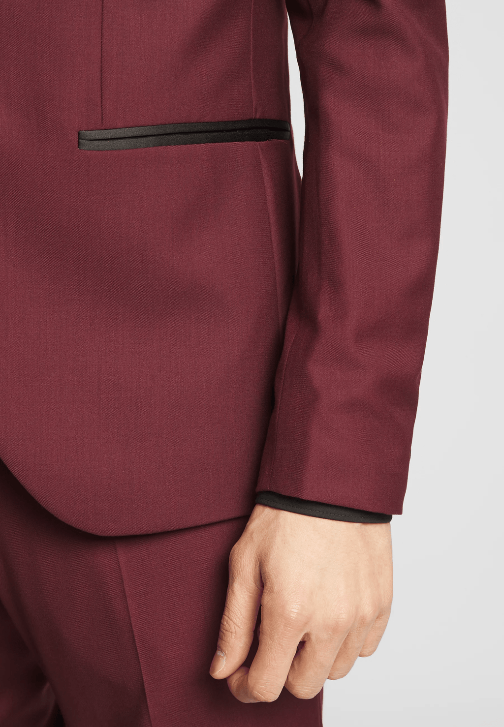 Tiavllya Fashion 2 Pieces Mens Burgundy Suit Flat Peak Lapel Tuxedos For Wedding (Blazer+Pants)