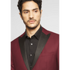 Tiavllya Fashion 2 Pieces Mens Burgundy Suit Flat Peak Lapel Tuxedos For Wedding (Blazer+Pants)