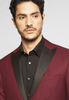 Tiavllya Fashion 2 Pieces Mens Burgundy Suit Flat Peak Lapel Tuxedos For Wedding (Blazer+Pants)