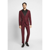 Tiavllya Fashion 2 Pieces Mens Burgundy Suit Flat Peak Lapel Tuxedos For Wedding (Blazer+Pants)