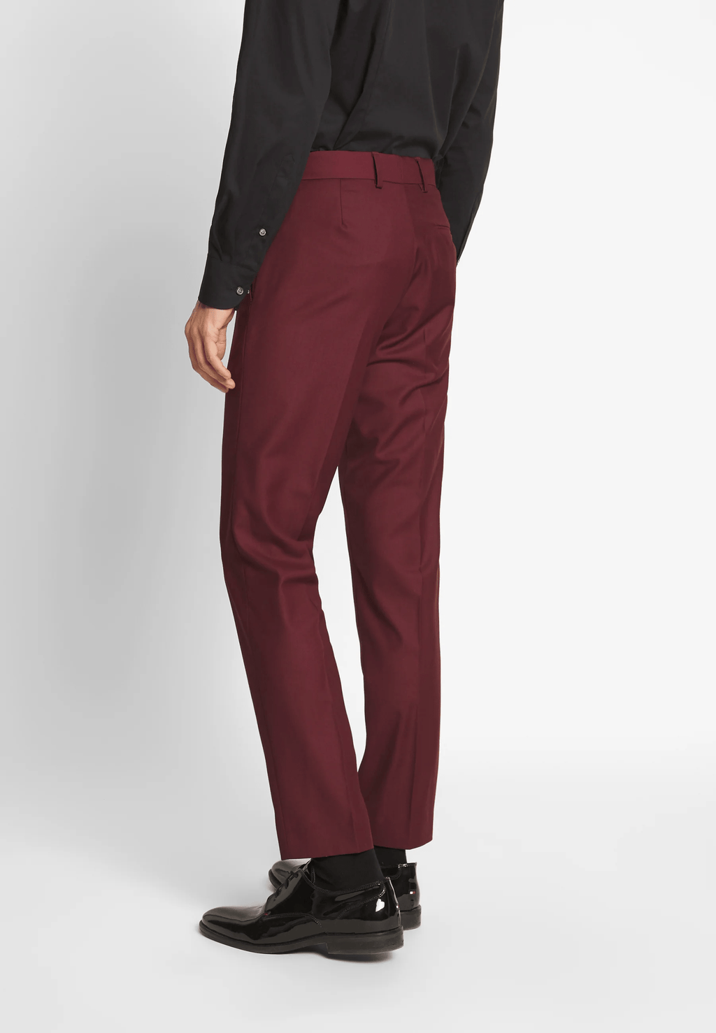 Tiavllya Fashion 2 Pieces Mens Burgundy Suit Flat Peak Lapel Tuxedos For Wedding (Blazer+Pants)