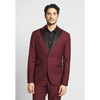 Tiavllya Fashion 2 Pieces Mens Burgundy Suit Flat Peak Lapel Tuxedos For Wedding (Blazer+Pants)