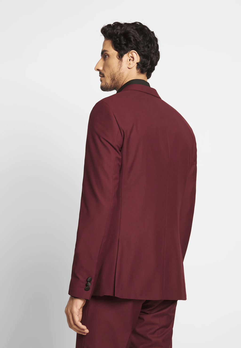 Tiavllya Fashion 2 Pieces Mens Burgundy Suit Flat Peak Lapel Tuxedos For Wedding (Blazer+Pants)