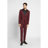 Tiavllya Fashion 2 Pieces Mens Burgundy Suit Flat Peak Lapel Tuxedos For Wedding (Blazer+Pants)