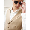 Tiavllya Fashion 2 Pieces Mens Champagne Suit Flat Notch Lapel Vest Suit For Wedding (Vest + Pants)