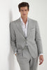 Tiavllya Fashion 2 Pieces Mens Silver Suit Flat Peak Lapel Tuxedos For Wedding (Blazer+Pants)
