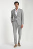 Tiavllya Fashion 2 Pieces Mens Silver Suit Flat Peak Lapel Tuxedos For Wedding (Blazer+Pants)