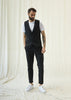 Tiavllya Fashion 2 Pieces Mens Stripe Suit Flat Peak Lapel Vest Suit For Wedding (Vest + Pants)