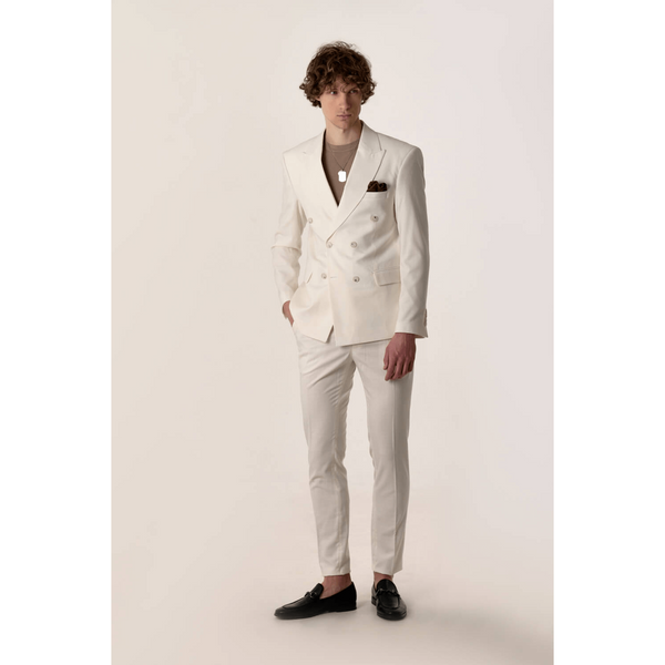 Tiavllya Fashion 2 Pieces Mens Suit Flat Double Breasted Tuxedos For Wedding (Blazer+Pants)