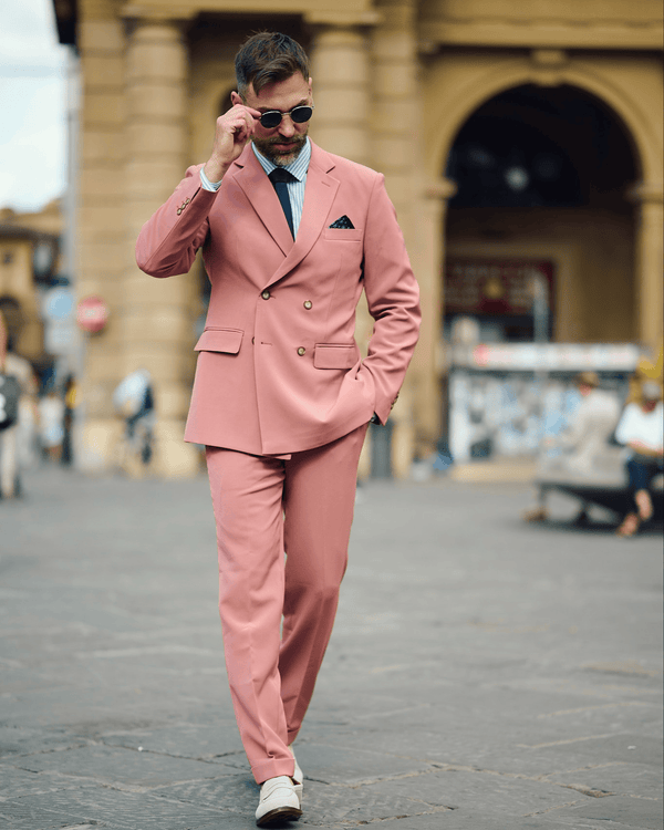 Tiavllya Fashion 2 Pieces Mens Suit Flat Double Breasted Tuxedos For Wedding (Blazer+Pants)