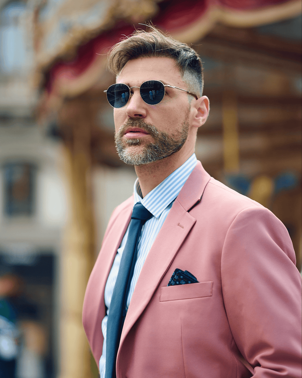 Tiavllya Fashion 2 Pieces Mens Suit Flat Double Breasted Tuxedos For Wedding (Blazer+Pants)