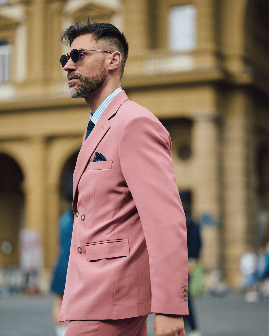 Tiavllya Fashion 2 Pieces Mens Suit Flat Double Breasted Tuxedos For Wedding (Blazer+Pants)