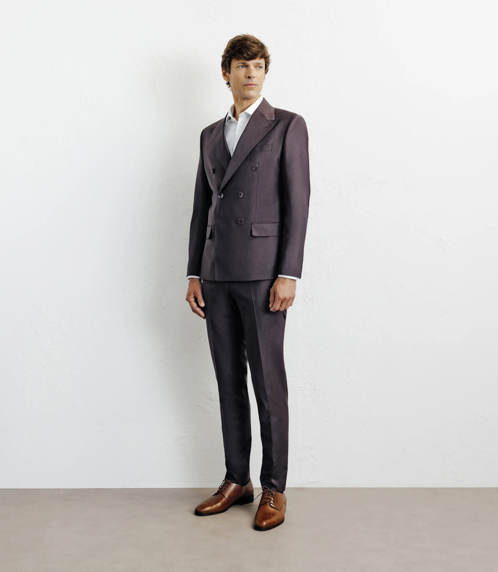 Tiavllya Fashion 2 Pieces Mens Suit Flat Double Breasted Tuxedos For Wedding (Blazer+Pants)