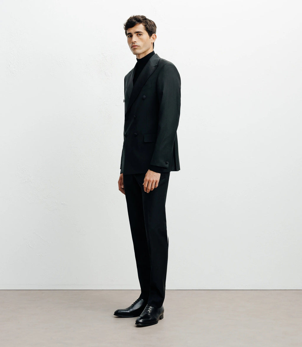 Tiavllya Fashion 2 Pieces Mens Suit Flat Double Breasted Tuxedos For Wedding (Blazer+Pants)