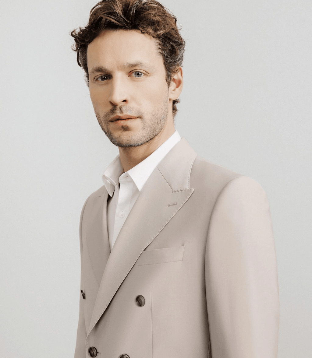 Tiavllya Fashion 2 Pieces Mens Suit Flat Double Breasted Tuxedos For Wedding (Blazer+Pants)