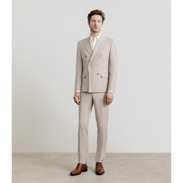 Tiavllya Fashion 2 Pieces Mens Suit Flat Double Breasted Tuxedos For Wedding (Blazer+Pants)