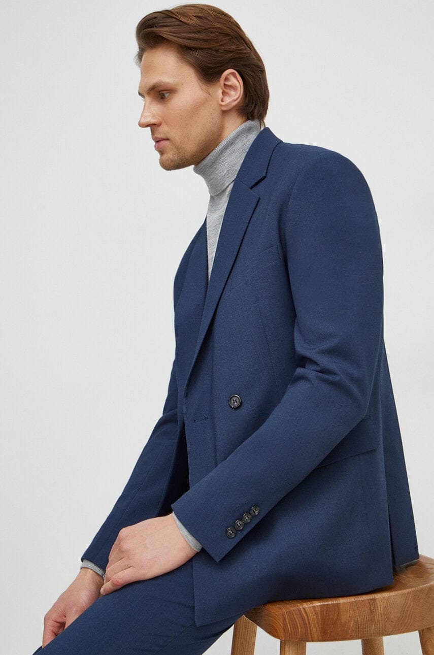 Tiavllya Fashion 2 Pieces Mens Suit Flat Double Breasted Tuxedos For Wedding (Blazer+Pants)