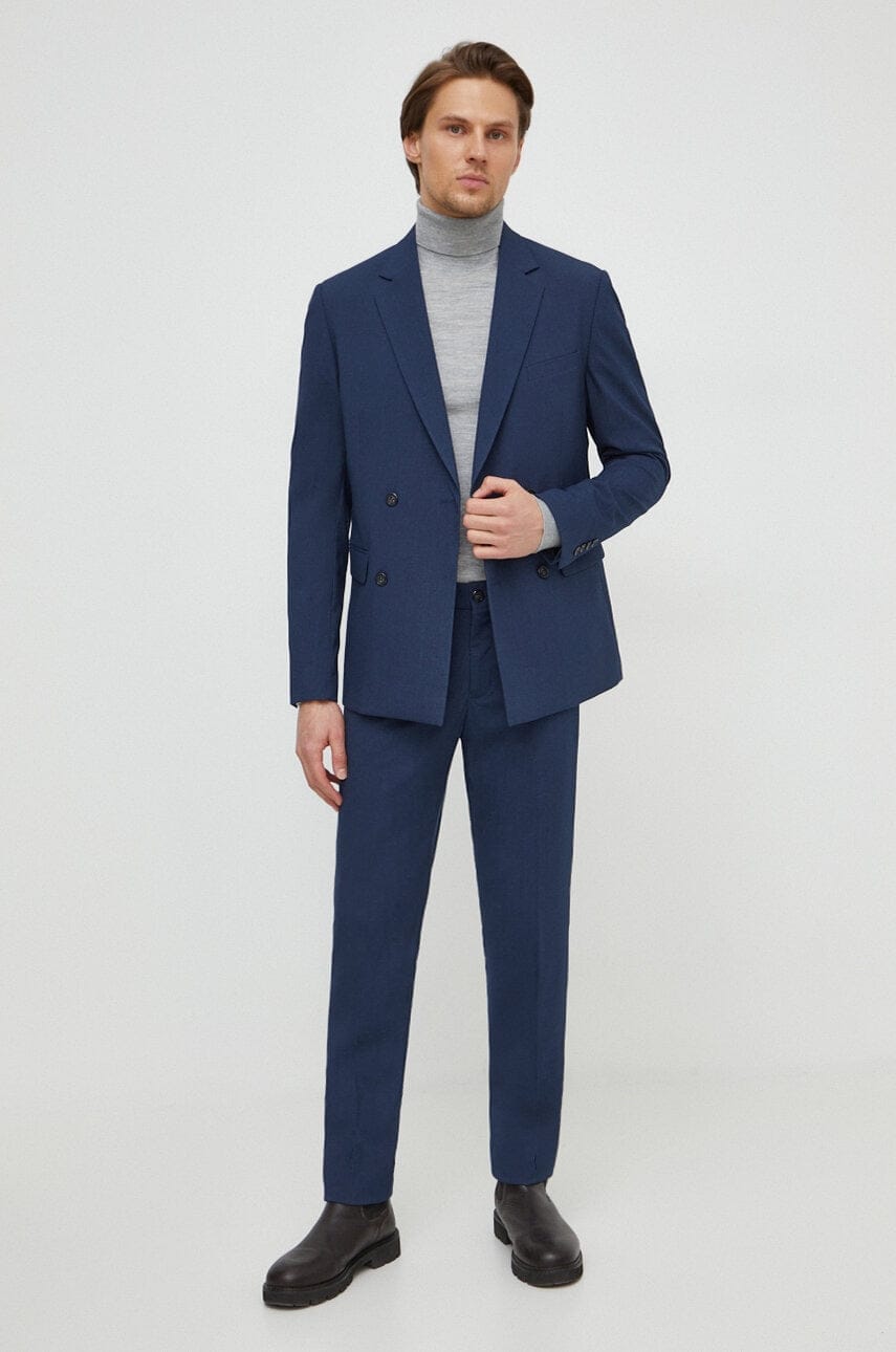 Tiavllya Fashion 2 Pieces Mens Suit Flat Double Breasted Tuxedos For Wedding (Blazer+Pants)