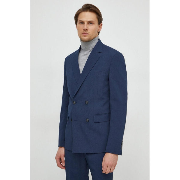 Tiavllya Fashion 2 Pieces Mens Suit Flat Double Breasted Tuxedos For Wedding (Blazer+Pants)