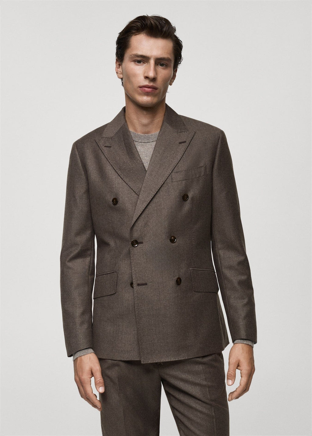 Tiavllya Fashion 2 Pieces Mens Suit Flat Double Breasted Tuxedos For Wedding (Blazer+Pants)