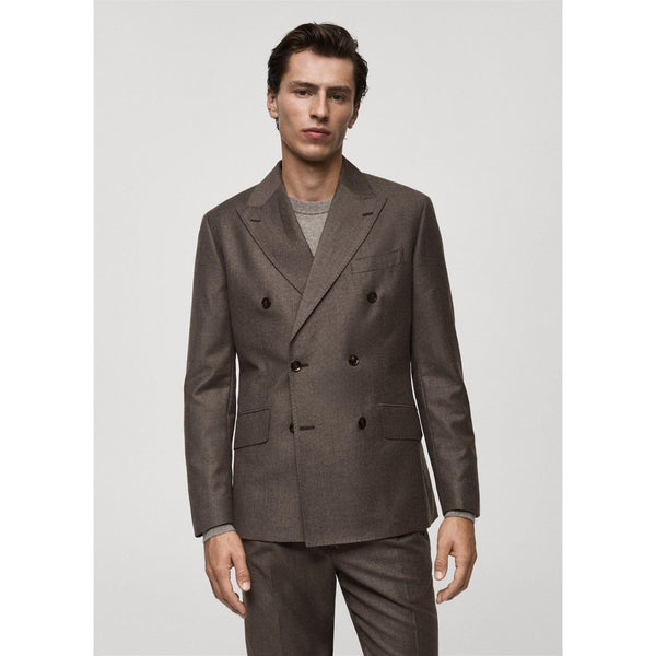 Tiavllya Fashion 2 Pieces Mens Suit Flat Double Breasted Tuxedos For Wedding (Blazer+Pants)