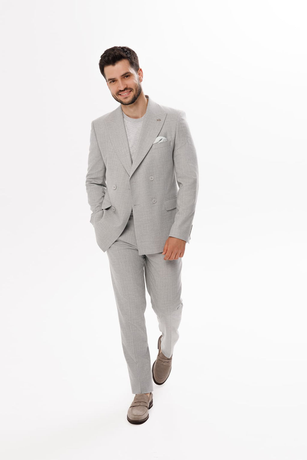 Tiavllya Fashion 2 Pieces Mens Suit Flat Double Breasted Tuxedos For Wedding (Blazer+Pants)