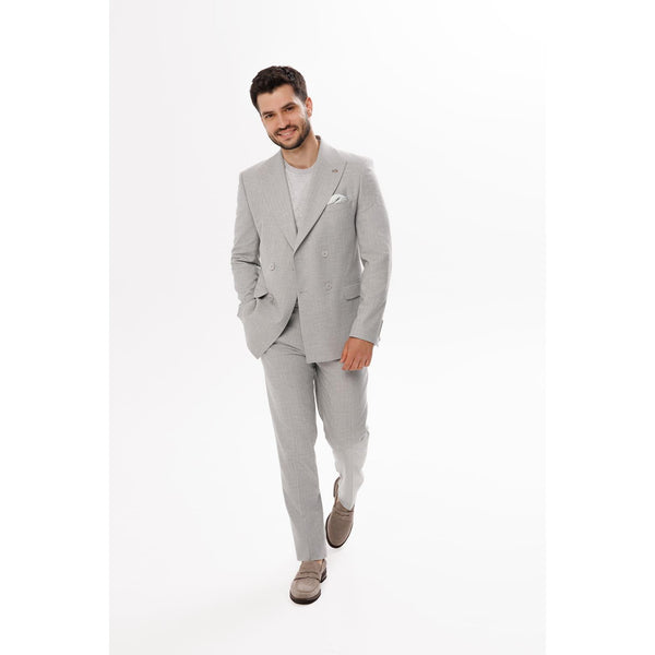 Tiavllya Fashion 2 Pieces Mens Suit Flat Double Breasted Tuxedos For Wedding (Blazer+Pants)