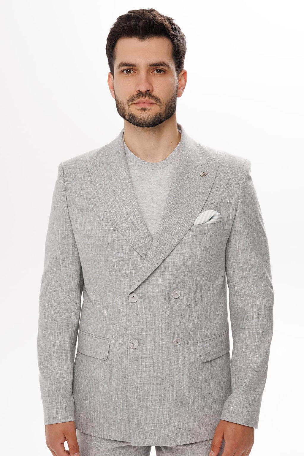 Tiavllya Fashion 2 Pieces Mens Suit Flat Double Breasted Tuxedos For Wedding (Blazer+Pants)