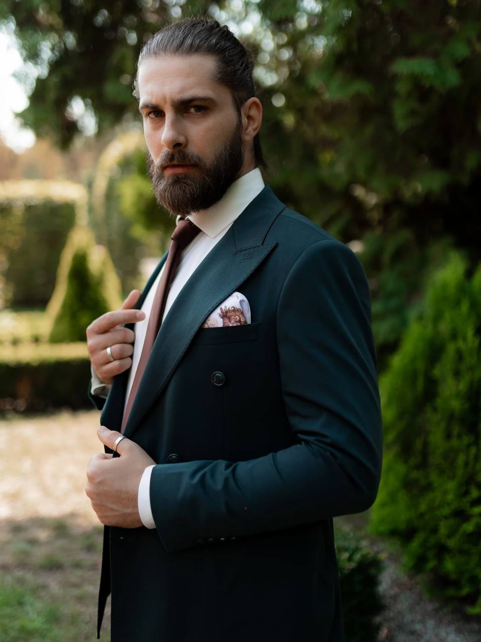 Tiavllya Fashion 2 Pieces Mens Suit Flat Double Breasted Tuxedos For Wedding (Blazer+Pants)