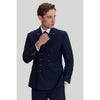 Tiavllya Fashion 2 Pieces Mens Suit Flat Double Breasted Tuxedos For Wedding (Blazer+Pants)