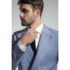 Tiavllya Fashion 2 Pieces Mens Suit Flat Double Breasted Tuxedos For Wedding (Blazer+Pants)