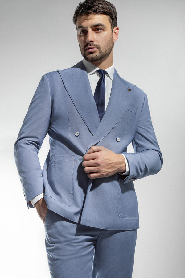 Tiavllya Fashion 2 Pieces Mens Suit Flat Double Breasted Tuxedos For Wedding (Blazer+Pants)