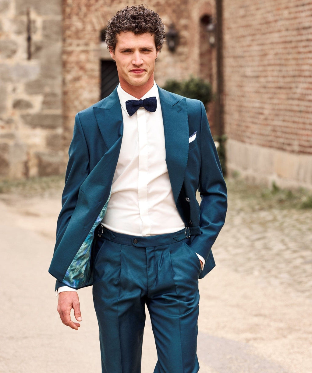 Tiavllya Fashion 2 Pieces Mens Suit Flat Double Breasted Tuxedos For Wedding (Blazer+Pants)