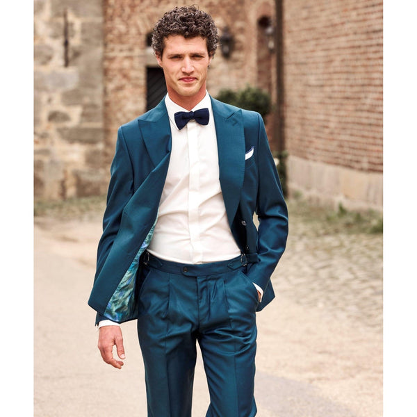 Tiavllya Fashion 2 Pieces Mens Suit Flat Double Breasted Tuxedos For Wedding (Blazer+Pants)