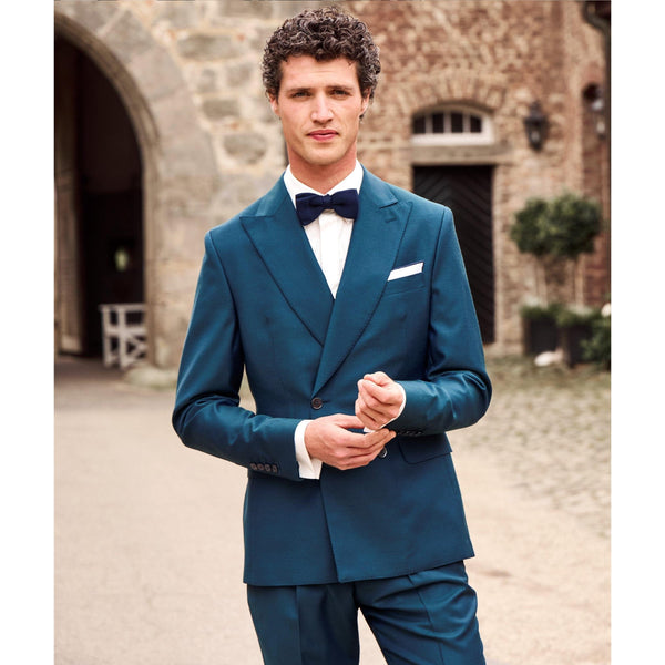 Tiavllya Fashion 2 Pieces Mens Suit Flat Double Breasted Tuxedos For Wedding (Blazer+Pants)