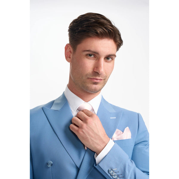 Tiavllya Fashion 2 Pieces Mens Suit Flat Double Breasted Tuxedos For Wedding (Blazer+Pants)