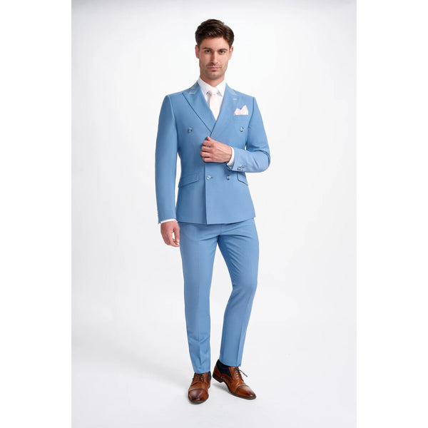 Tiavllya Fashion 2 Pieces Mens Suit Flat Double Breasted Tuxedos For Wedding (Blazer+Pants)