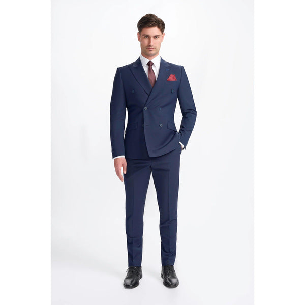 Tiavllya Fashion 2 Pieces Mens Suit Flat Double Breasted Tuxedos For Wedding (Blazer+Pants)