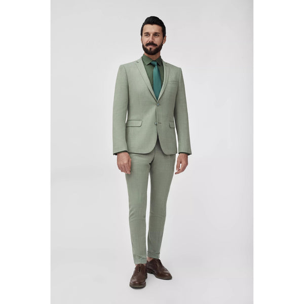 Tiavllya Fashion 2 Pieces Mens Suit Flat Notch Lapel Tuxedos For Wedding (Blazer+Pants)