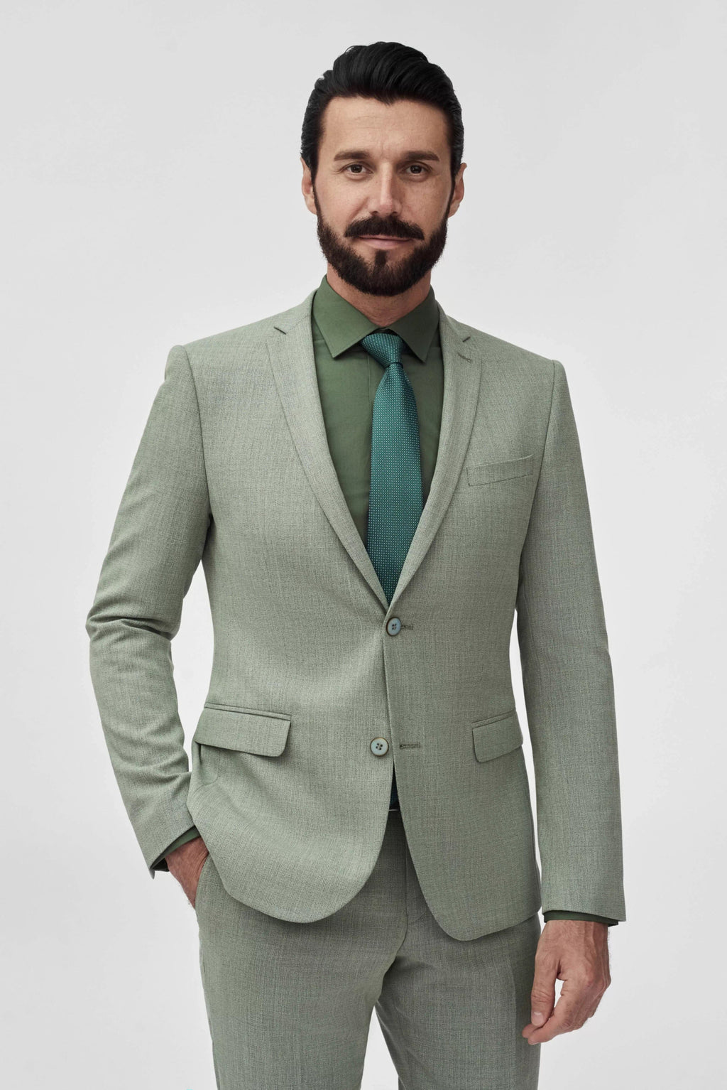 Tiavllya Fashion 2 Pieces Mens Suit Flat Notch Lapel Tuxedos For Wedding (Blazer+Pants)