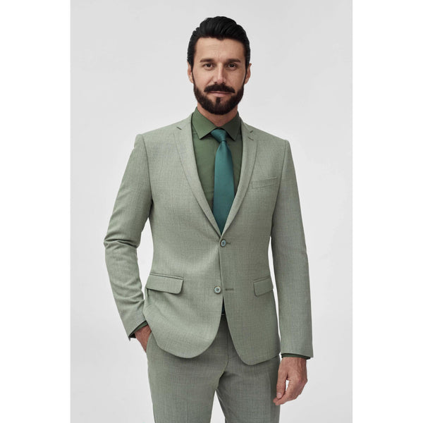 Tiavllya Fashion 2 Pieces Mens Suit Flat Notch Lapel Tuxedos For Wedding (Blazer+Pants)