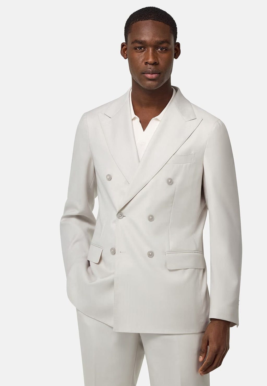 Tiavllya Fashion 2 Pieces Mens Suit Flat Peak Lapel Double Breasted Tuxedos For Wedding (Blazer+Pants)