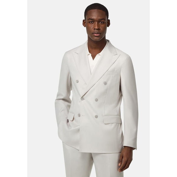Tiavllya Fashion 2 Pieces Mens Suit Flat Peak Lapel Double Breasted Tuxedos For Wedding (Blazer+Pants)