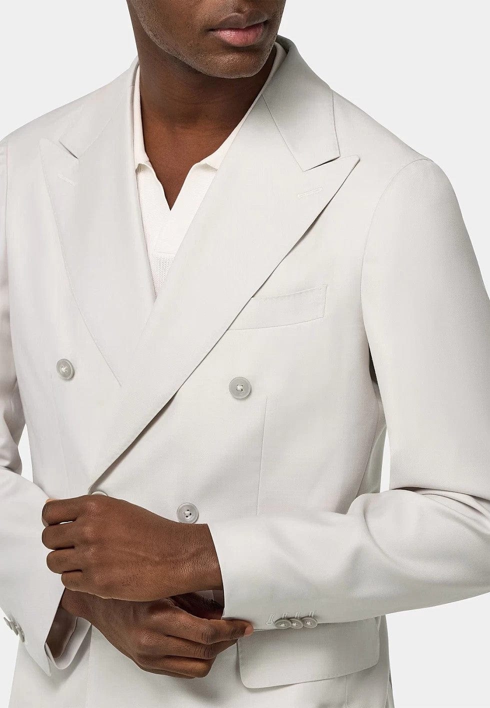 Tiavllya Fashion 2 Pieces Mens Suit Flat Peak Lapel Double Breasted Tuxedos For Wedding (Blazer+Pants)