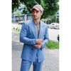 Tiavllya Fashion 2 Pieces Mens Suit Flat Peak Lapel Double Breasted Tuxedos For Wedding (Blazer+Pants)