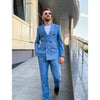 Tiavllya Fashion 2 Pieces Mens Suit Flat Peak Lapel Double Breasted Tuxedos For Wedding (Blazer+Pants)
