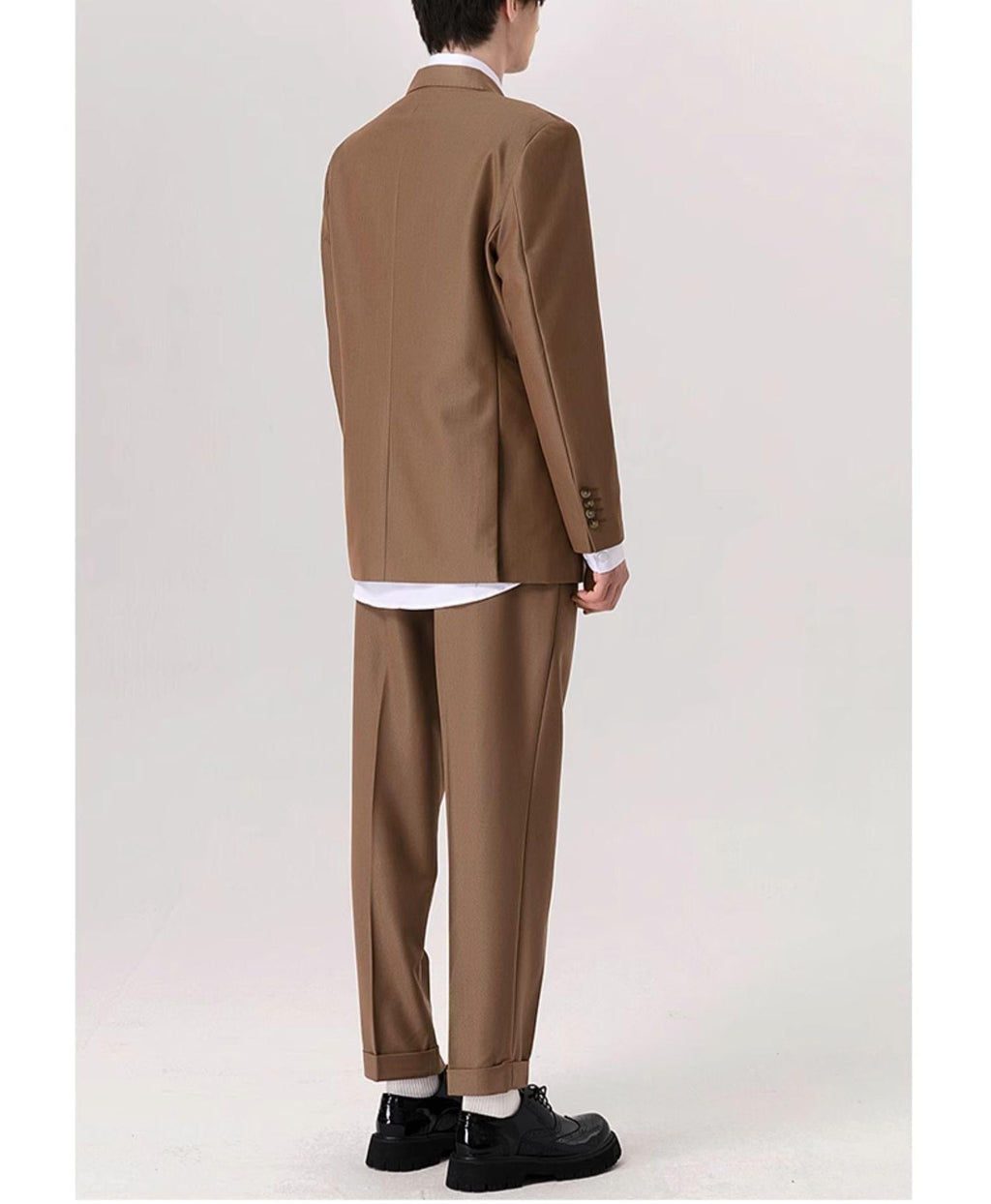 Tiavllya Fashion 2 Pieces Mens Suit Flat Peak Lapel Double Breasted Tuxedos For Wedding (Blazer+Pants)