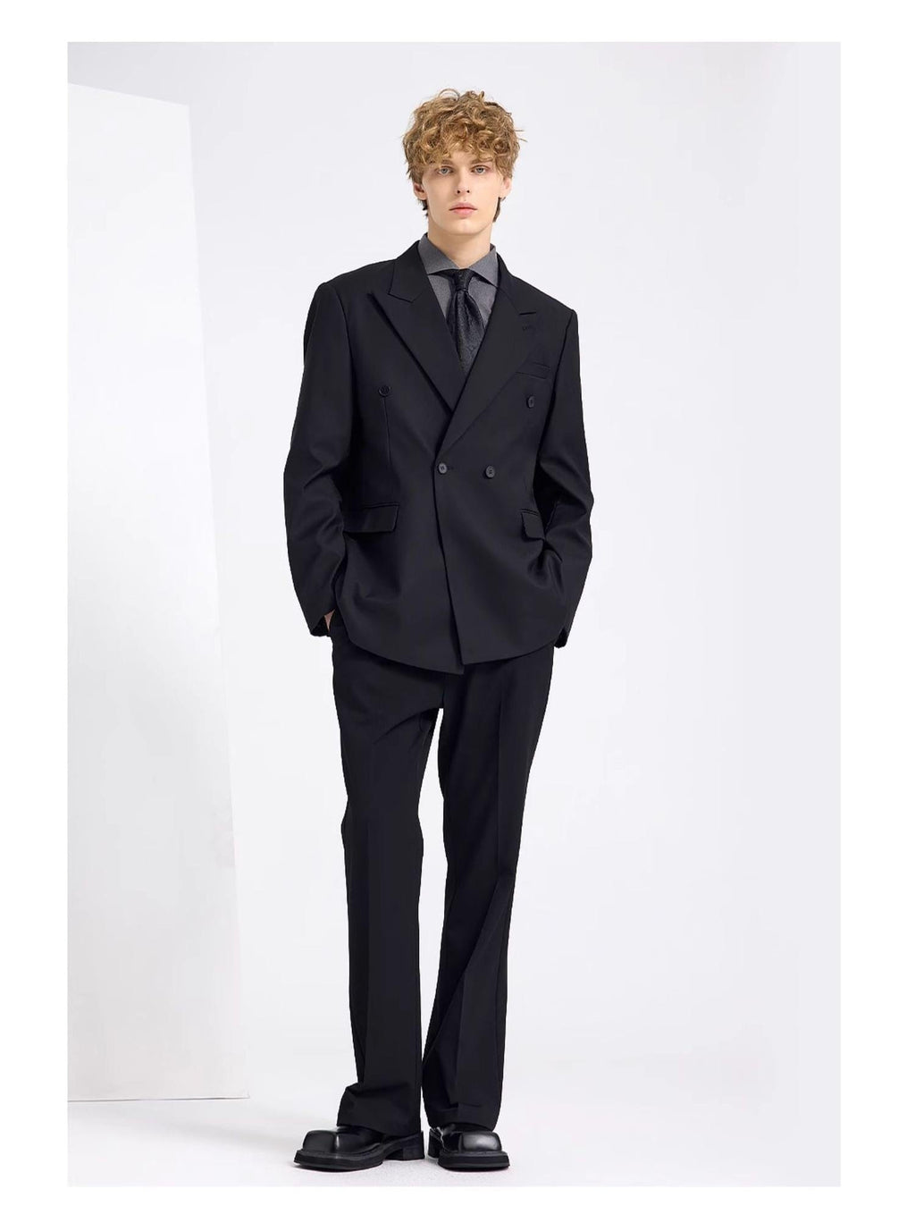 Tiavllya Fashion 2 Pieces Mens Suit Flat Peak Lapel Double Breasted Tuxedos For Wedding (Blazer+Pants)