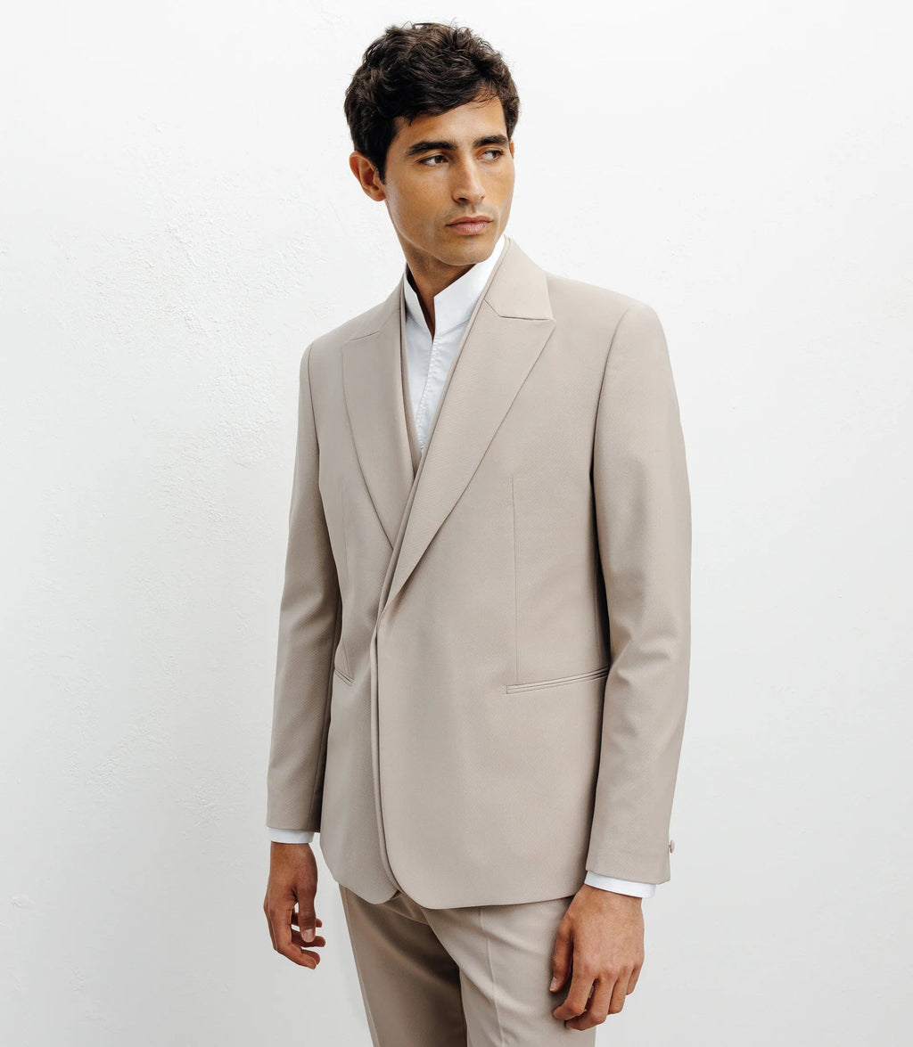 Tiavllya Fashion 2 Pieces Mens Suit Flat Peak Lapel Tuxedos (Blazer+Pants)